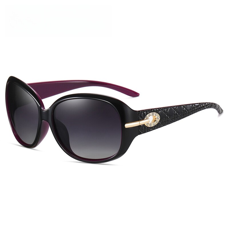 New Fashion Big Frame Carod Ochelari de soare polarizați pentru femei Nuanță de ochelari de soare cu diamante în două tonuri