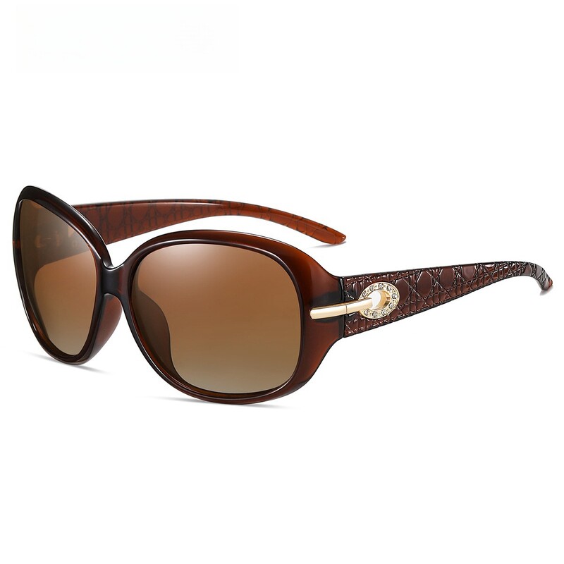 New Fashion Big Frame Carod Ochelari de soare polarizați pentru femei Nuanță de ochelari de soare cu diamante în două tonuri