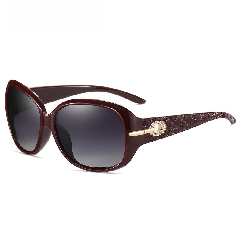 New Fashion Big Frame Carod Ochelari de soare polarizați pentru femei Nuanță de ochelari de soare cu diamante în două tonuri