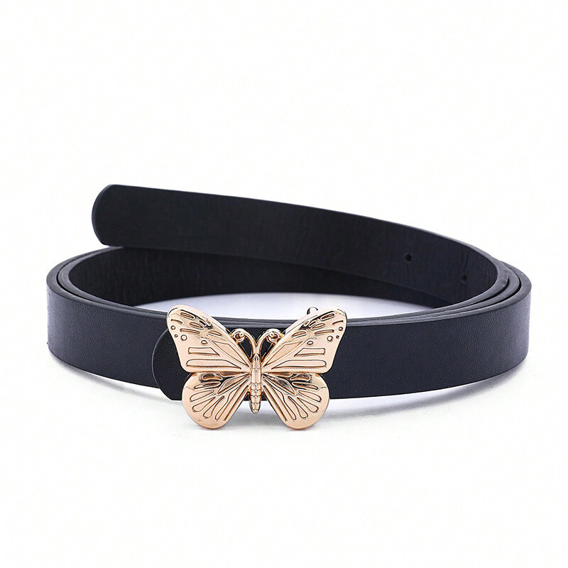 Uus stiil liblikas naiste vöö must-valge lihtne ja painduv kleit vöökoht PU naiste õhuke vöö