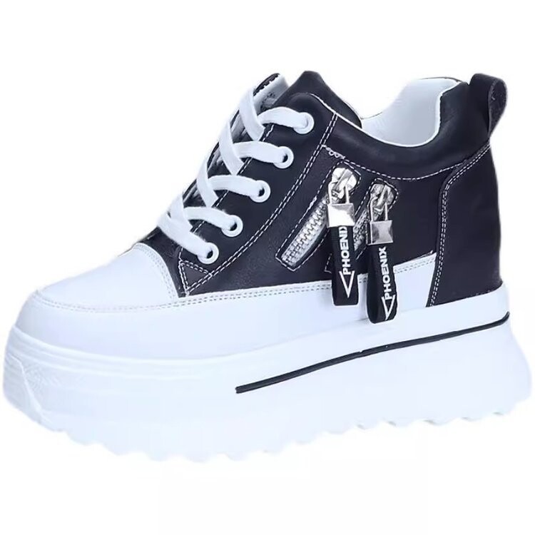 Трансгранични горещи продажби на клиновиден ток с дебела подметка, модни секси бели мокасини Корейска версия на нетната знаменитост, изстреляна на улицата, обувки с платформа на висок ток