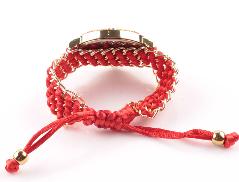 Етнически стил плетена сплав дамски часовник гривна часовник цветен диамантен часовник популярни бижута декорация подарък часовник