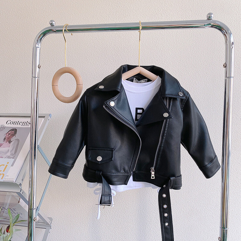 Very Fish 2025 laste jope, kevad ja sügis, uus poiste ja tüdrukute mootorratta lühike nahktagi pluss Velvet RQ315