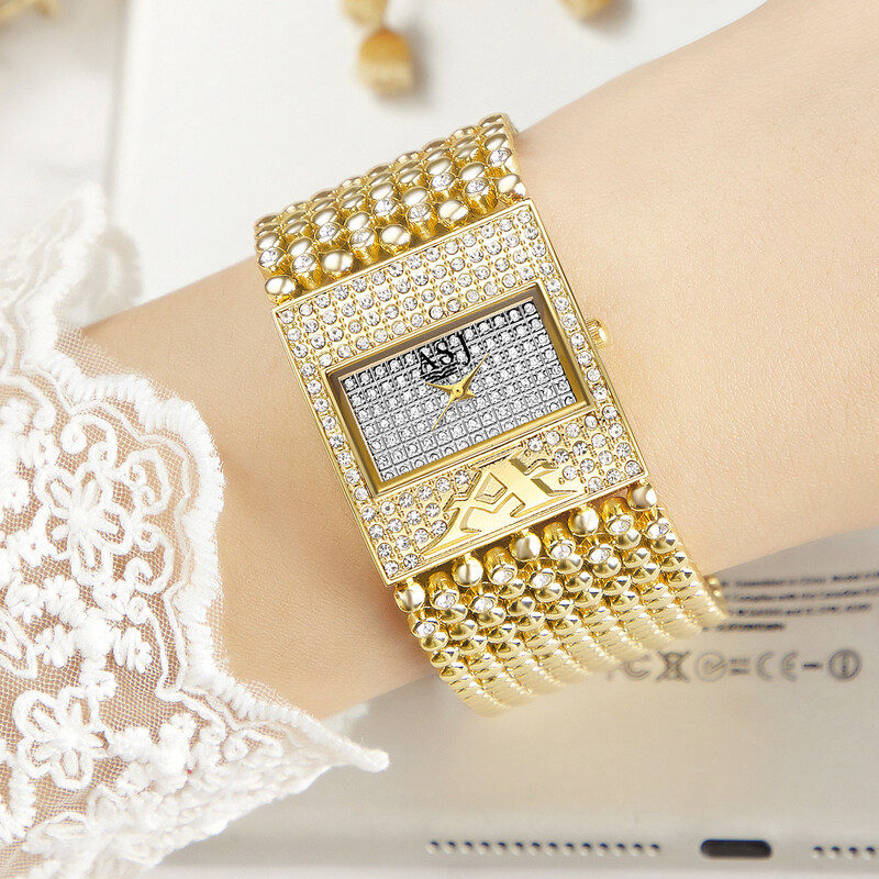 Външна търговия Близкоизточен моден дамски часовник Нов прост дамски кварцов часовник с диамантена личност Едно парче