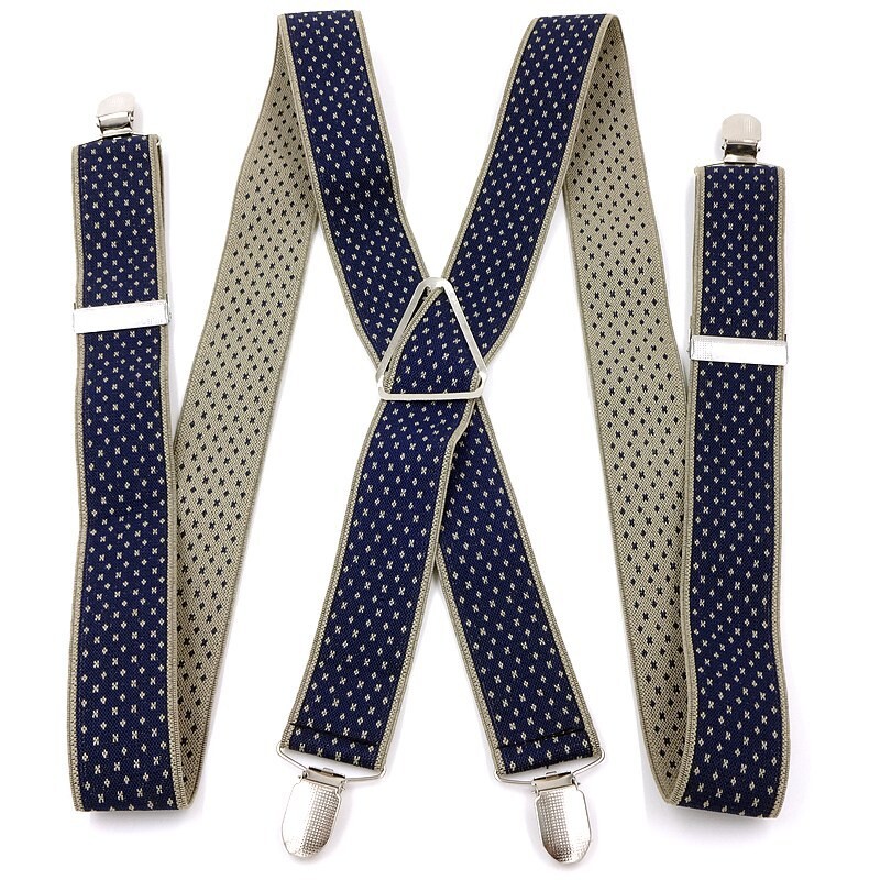 Muške hlače na tregere s četiri kopče za starije osobe i pune odrasle osobe koje nose trokutaste i četverostruke naramenice, šareni stilovi