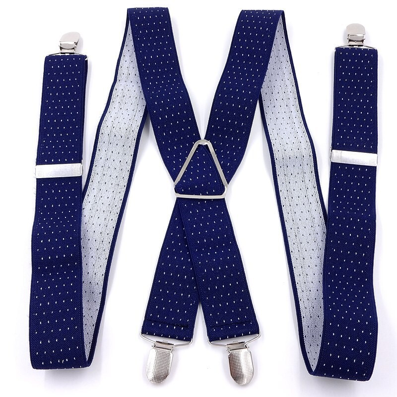 Muške hlače na tregere s četiri kopče za starije osobe i pune odrasle osobe koje nose trokutaste i četverostruke naramenice, šareni stilovi