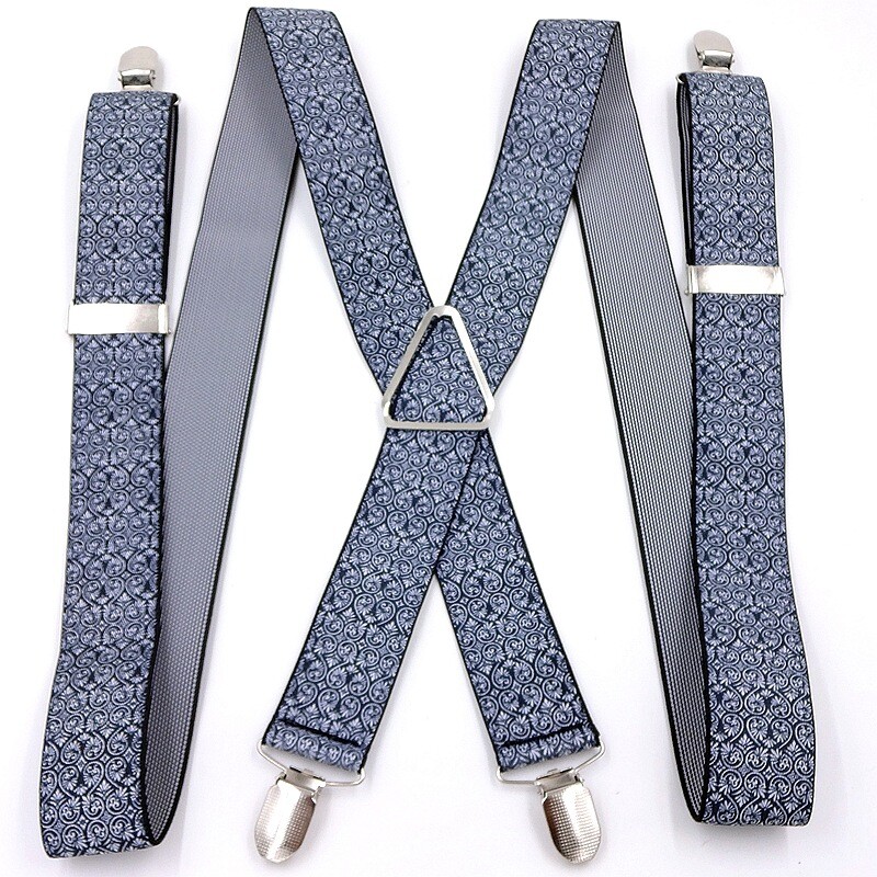 Muške hlače na tregere s četiri kopče za starije osobe i pune odrasle osobe koje nose trokutaste i četverostruke naramenice, šareni stilovi