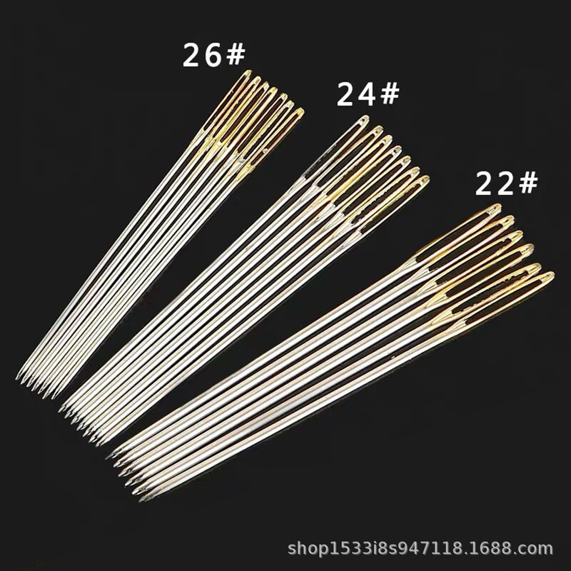 100 vnt auksuodegė adata su vidutinio tinklelio karoliukais siuvinėjimo adata kryžminio dygsnio adata buka aukso uodega adata neduria rankos