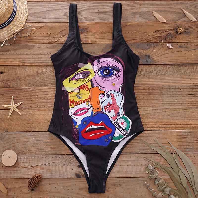 Цял бански костюм дамски бански костюм бикини секси гащеризон бански костюм с щампи дамски плажни костюми плажен бански костюм без гръб