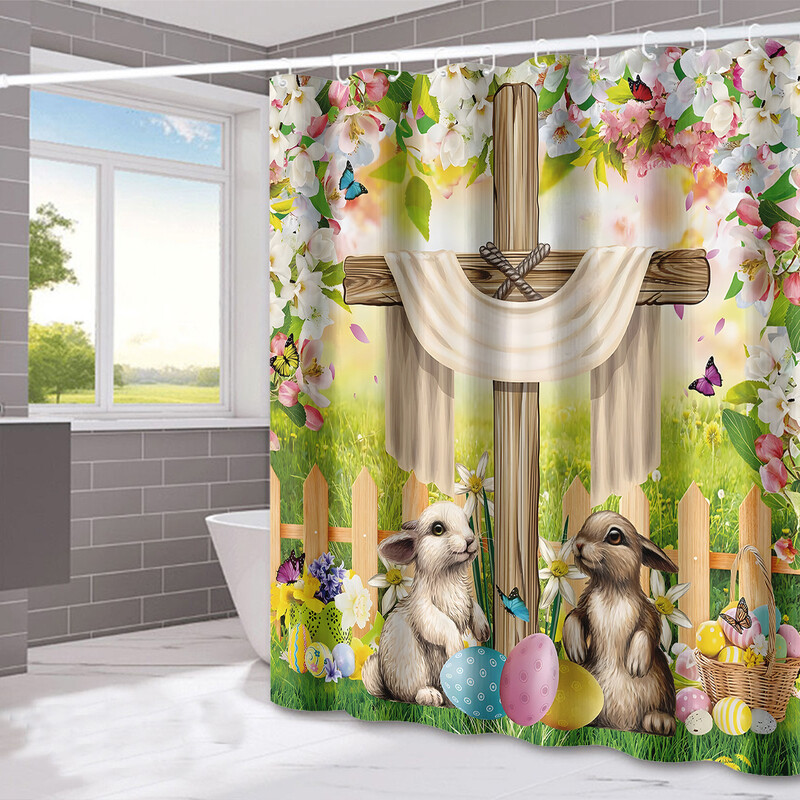 Tarpvalstybinė dušo užuolaida Velykų festivalio dekoravimas dušo užuolaidos namų vonios kambario sauso ir drėgno atskyrimo dušo užuolaidos vandeniui atsparios dušo užuolaidos