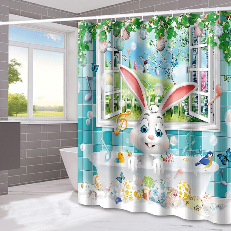 Tarpvalstybinė dušo užuolaida Velykų festivalio dekoravimas dušo užuolaidos namų vonios kambario sauso ir drėgno atskyrimo dušo užuolaidos vandeniui atsparios dušo užuolaidos