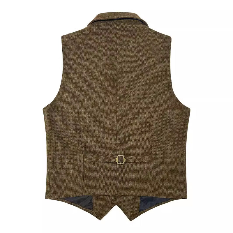 Muški retro prsluk od teške vune od tvida, dnevno poslovno odijelo, prsluk u britanskom stilu, zimski topli prsluk