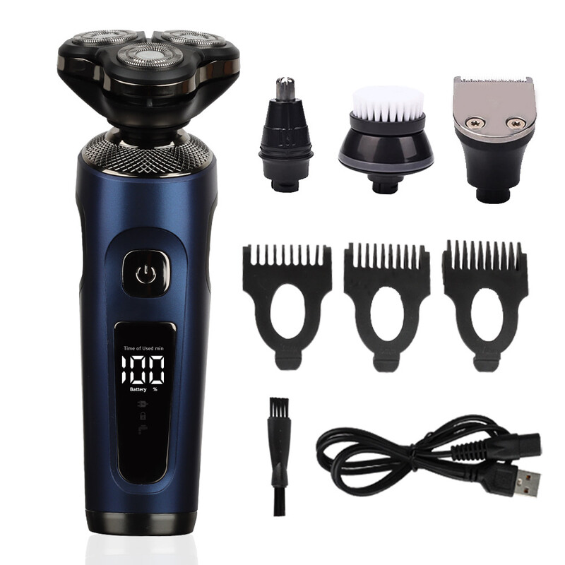 Pristatymas į kitą šalį HIENA daugiafunkcinis elektrinis skustuvas su trimis peiliukais ir skaitmeniniu ekranu su keičiama galvute Viso kūno skustuvas