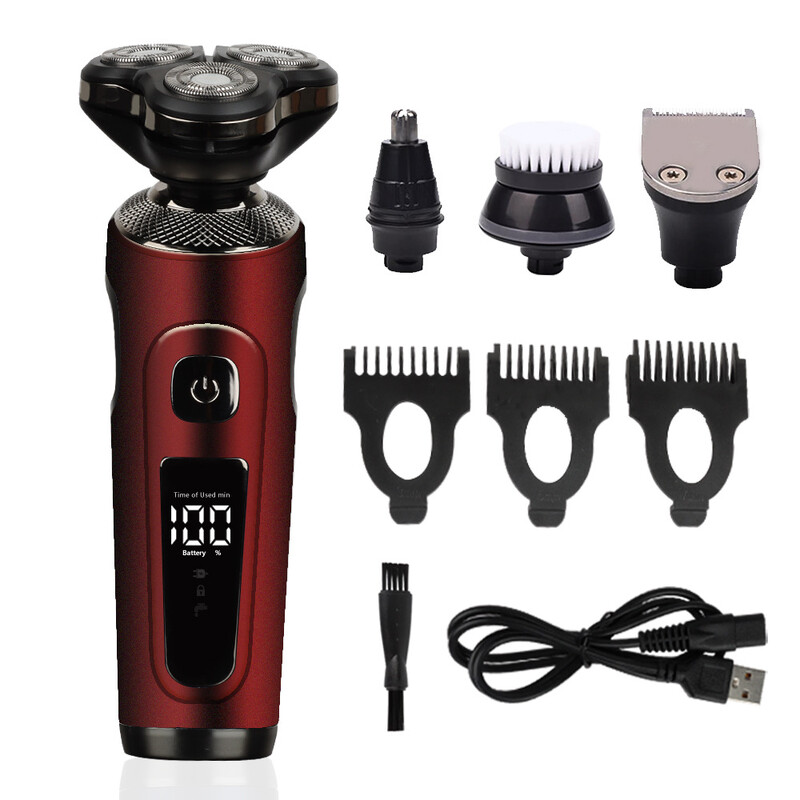 Pristatymas į kitą šalį HIENA daugiafunkcinis elektrinis skustuvas su trimis peiliukais ir skaitmeniniu ekranu su keičiama galvute Viso kūno skustuvas