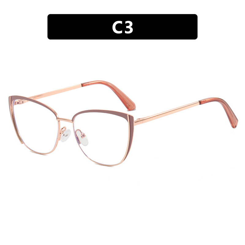 Piiriülene Euroopa ja Ameerika metallist kassisilma prillide raam 2022 uus anti-sinine hele lamepeegli värvi prillide raami isikupära
