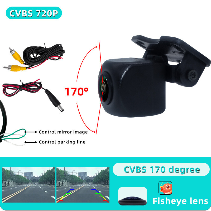 Fisheye Lens AHD1080 Android Car Image Parking Atbulinės eigos galinio vaizdo kamera Starlight kamera