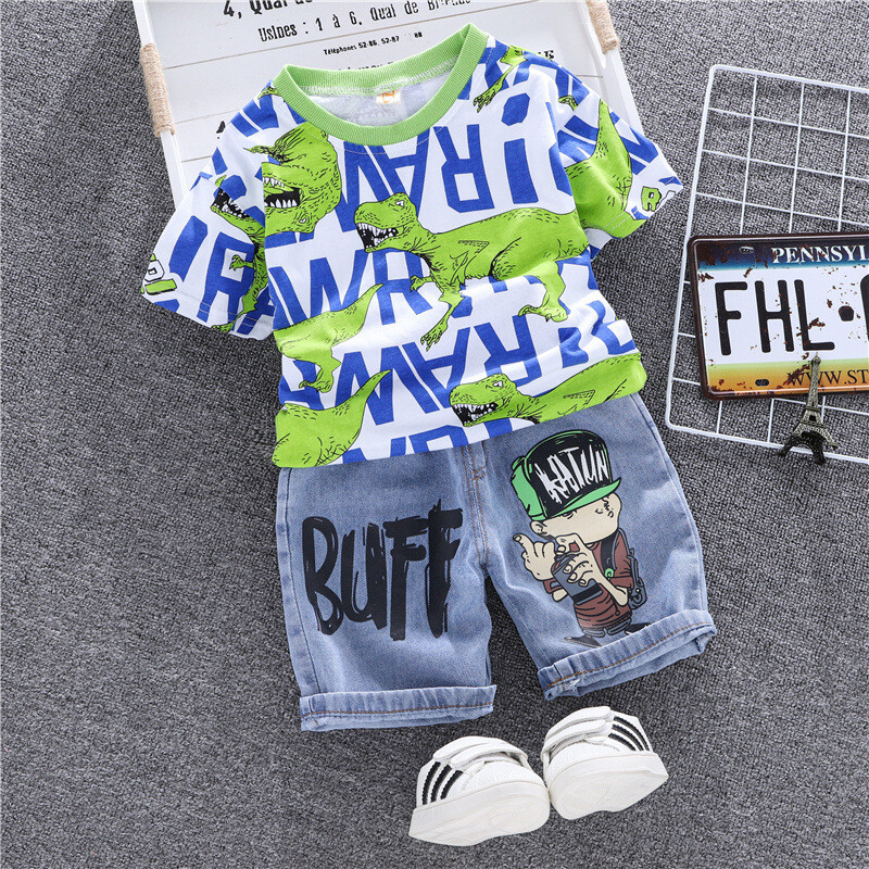 Vaikiški rūbai,berniukams,vasariniai kostiumėliai,vasara 2024,naujas stilius,gražus gatvės berniukas,marškinėliai trumpomis rankovėmis,rūbeliai kūdikiui