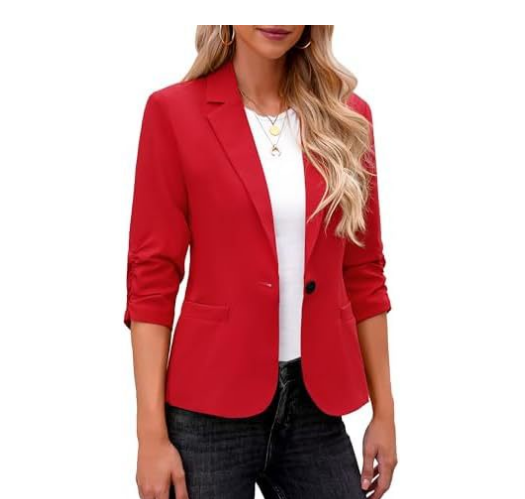 LookbookStore Ženski blejzer Svečani blejzer s tri četvrtine rukava Dnevna poslovna odjeća