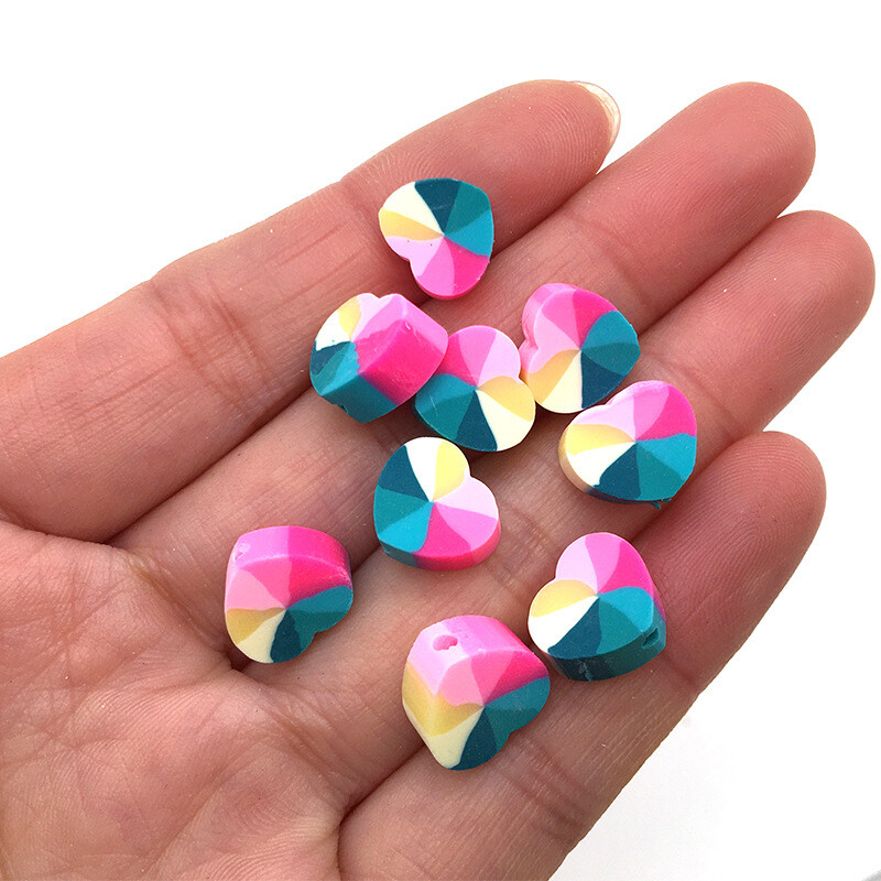 100 цветни любовни петолъчни звезди, меки глинени мъниста, обеци, бижута Направи си сам мека глина, перфорирано парче, гривна с мъниста 10 мм