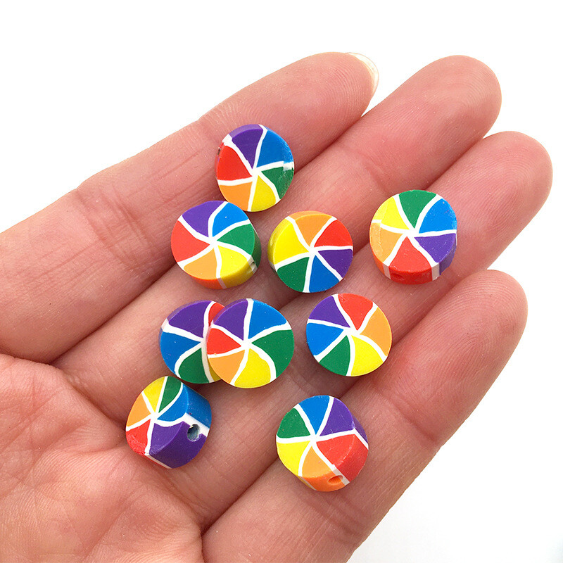 100 цветни любовни петолъчни звезди, меки глинени мъниста, обеци, бижута Направи си сам мека глина, перфорирано парче, гривна с мъниста 10 мм