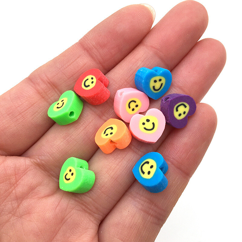 100 цветни любовни петолъчни звезди, меки глинени мъниста, обеци, бижута Направи си сам мека глина, перфорирано парче, гривна с мъниста 10 мм