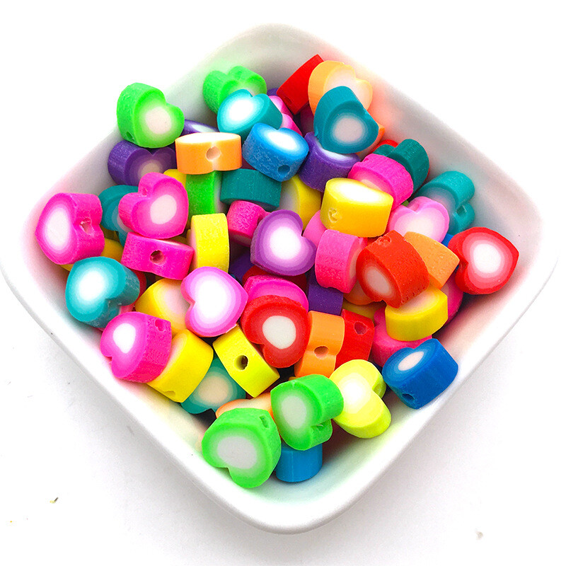 100 цветни любовни петолъчни звезди, меки глинени мъниста, обеци, бижута Направи си сам мека глина, перфорирано парче, гривна с мъниста 10 мм