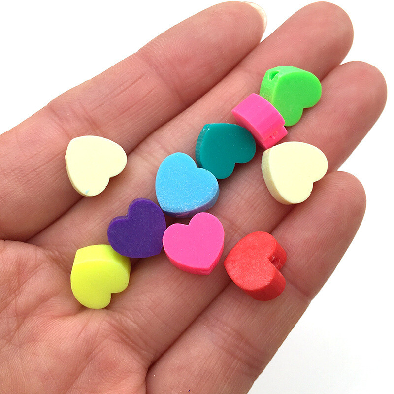 100 цветни любовни петолъчни звезди, меки глинени мъниста, обеци, бижута Направи си сам мека глина, перфорирано парче, гривна с мъниста 10 мм