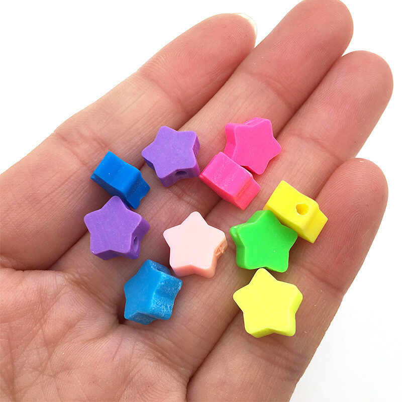 100 цветни любовни петолъчни звезди, меки глинени мъниста, обеци, бижута Направи си сам мека глина, перфорирано парче, гривна с мъниста 10 мм