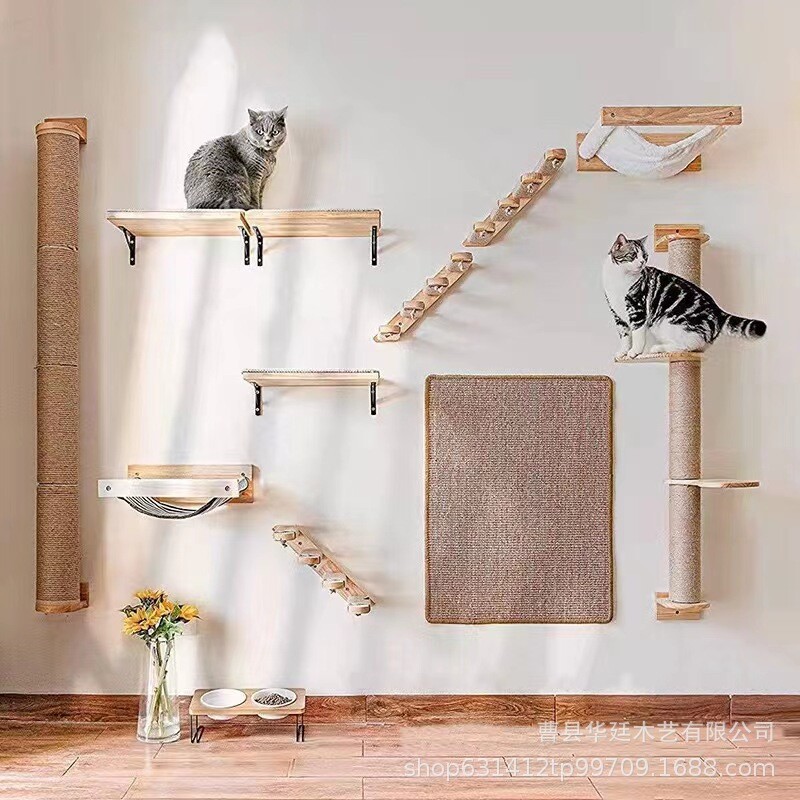 Котешка катерушка  трансгранична борова дървесина Многопластова котешка играчка Висяща стена сизал консумативи за домашни любимци Стълби за спалня
