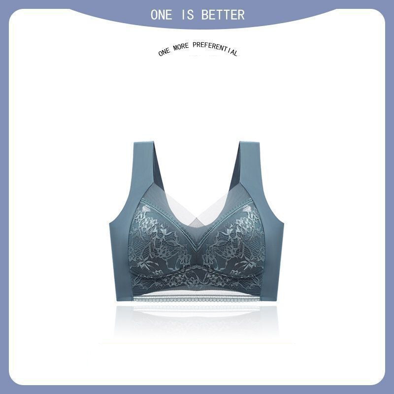 Голям сутиен без рамки Сутиен от една част, безшевна ледена копринена дантела против увисване, красиво бельо на гърба, дамска жилетка