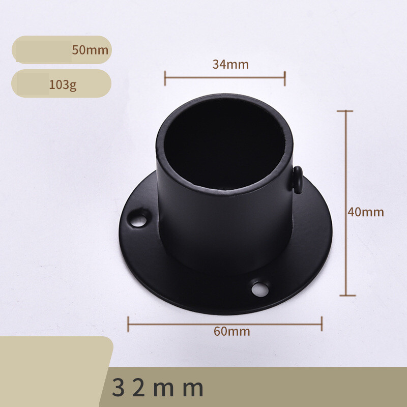 Sustorinta nerūdijančio plieno sėdynė su aukštu flanšu, drabužių strypas, apvalus vamzdis, drabužių atrama, užuolaidų strypas, rankšluosčių strypas, fiksuotas pagrindas