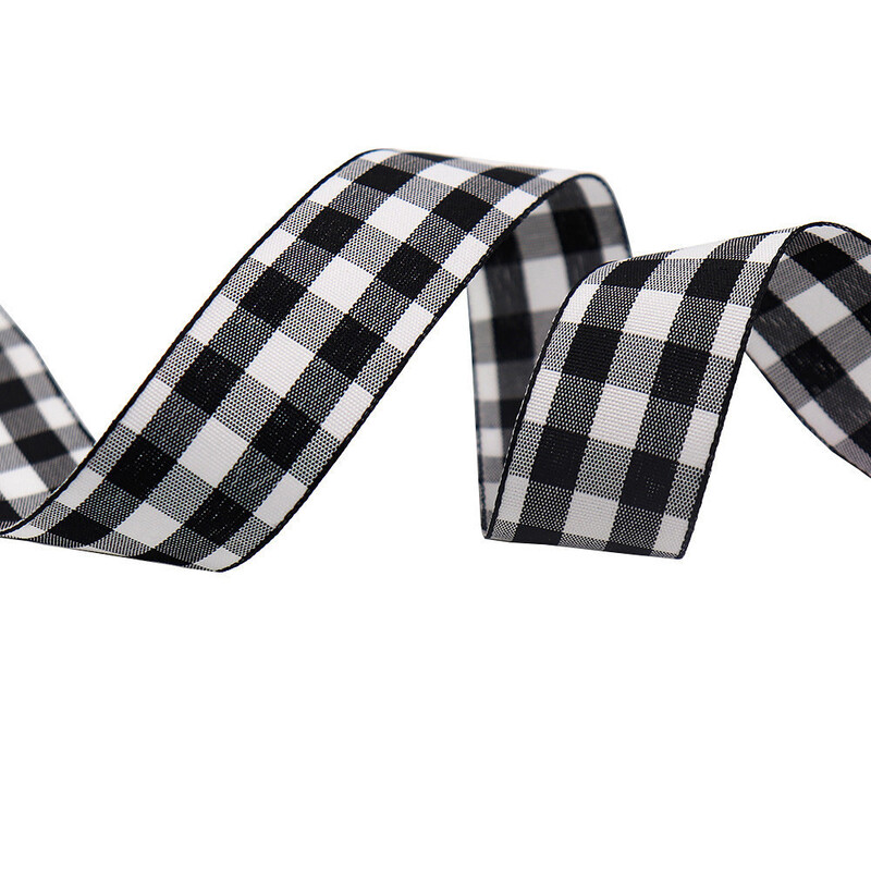 Карирана панделка, плетена панделка Направи си сам, коледна сцена, украса, опаковка за подаръци, панделка, лента за украса за печене