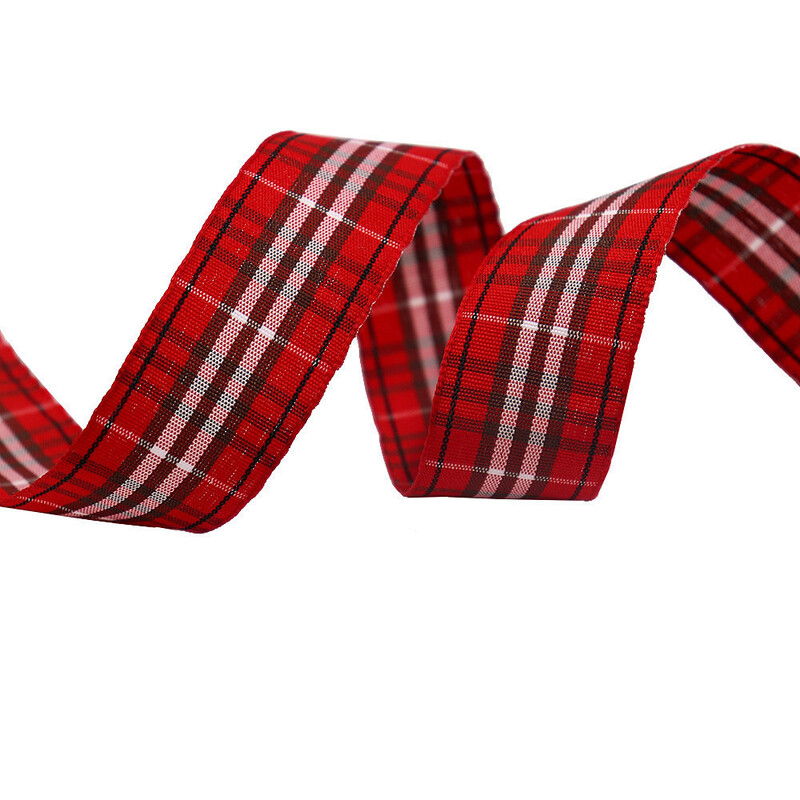 Карирана панделка, плетена панделка Направи си сам, коледна сцена, украса, опаковка за подаръци, панделка, лента за украса за печене