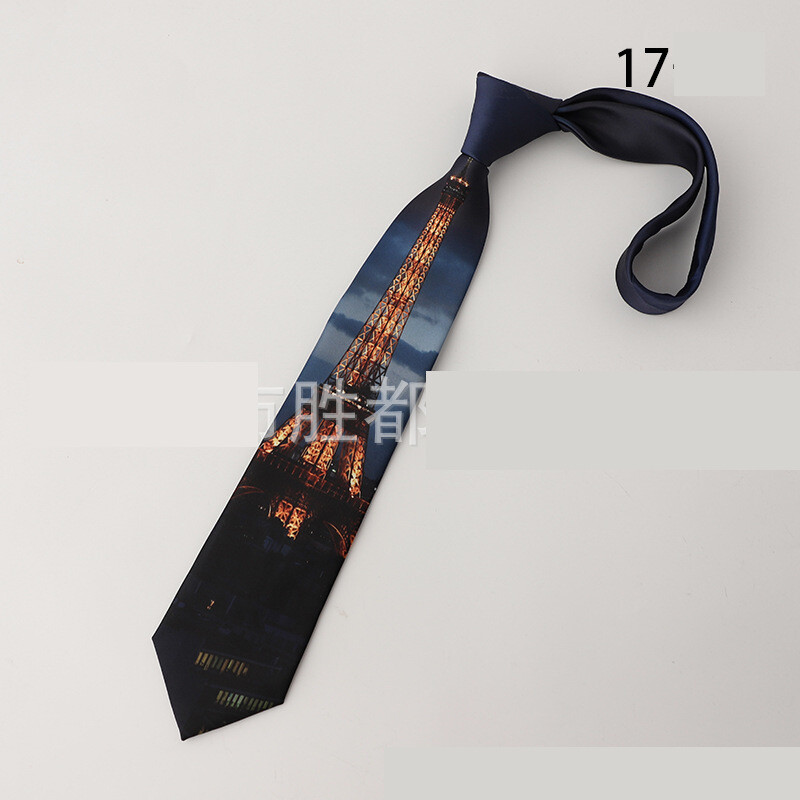 Нов фабричен спот на едро с ретро печат маслена живопис улица в стил Хонг Конг 8CM ежедневна американска вратовръзка банкет коктейл парти