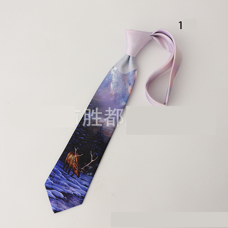 Нов фабричен спот на едро с ретро печат маслена живопис улица в стил Хонг Конг 8CM ежедневна американска вратовръзка банкет коктейл парти