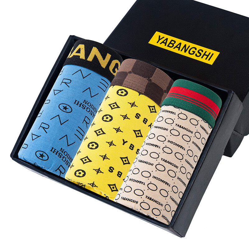 Vyriški apatiniai 100% medvilnės populiarūs vyriški bokseriai su vidurio juosmens aukščiausios klasės modernia madinga dėžute