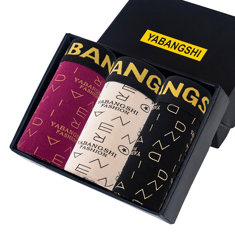 Vyriški apatiniai 100% medvilnės populiarūs vyriški bokseriai su vidurio juosmens aukščiausios klasės modernia madinga dėžute