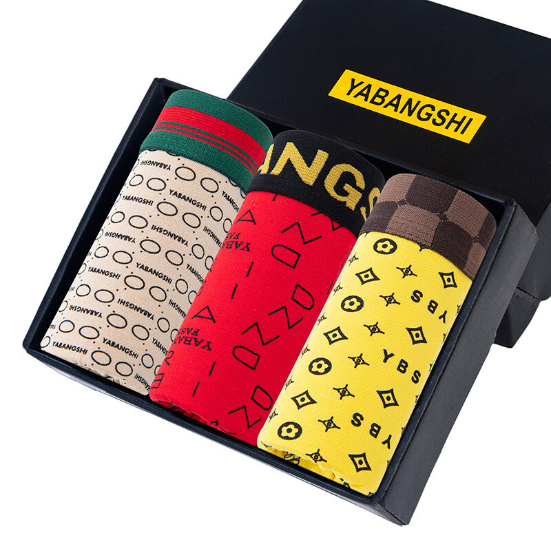 Vyriški apatiniai 100% medvilnės populiarūs vyriški bokseriai su vidurio juosmens aukščiausios klasės modernia madinga dėžute