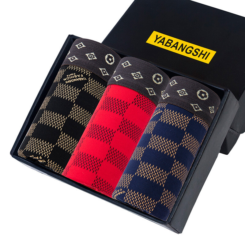 Vyriški apatiniai 100% medvilnės populiarūs vyriški bokseriai su vidurio juosmens aukščiausios klasės modernia madinga dėžute