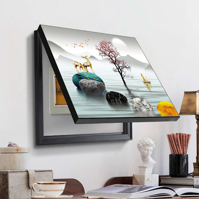 Elektros dėžutės dangtelis, blokuojantis dažymas paprasta paskirstymo dėžė, lengvas prabangus pakabinamas paveikslas be gręžimo, kad užblokuotų skandinaviškos svetainės jungiklių dėžės paveikslėlį