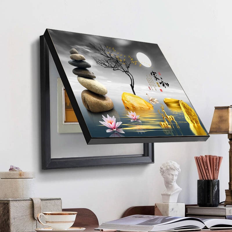 Elektros dėžutės dangtelis, blokuojantis dažymas paprasta paskirstymo dėžė, lengvas prabangus pakabinamas paveikslas be gręžimo, kad užblokuotų skandinaviškos svetainės jungiklių dėžės paveikslėlį