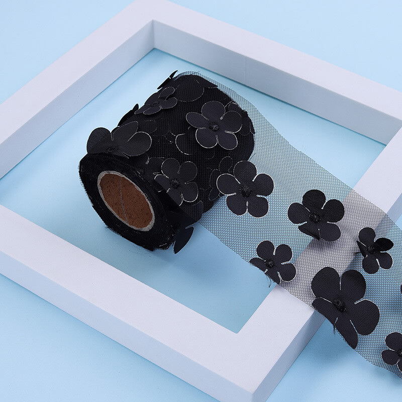 Tiesioginis gamyklos trimačių siuvinėjimo su daugiamačiu taškiniu gradientu tiekimas, gėlė, juostelė, tiulio medžiaga, 10 jardų ilgio juosta