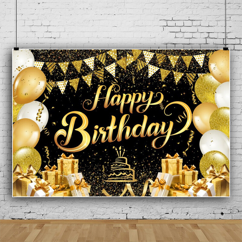 Tarpvalstybinis naujas juodo aukso pakabinamas audinys užsienio prekybos gimtadienio fono audinio dekoravimo reklamjuostės vakarėlio išdėstymas
