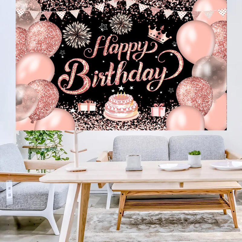 Tarpvalstybinis naujas juodo aukso pakabinamas audinys užsienio prekybos gimtadienio fono audinio dekoravimo reklamjuostės vakarėlio išdėstymas