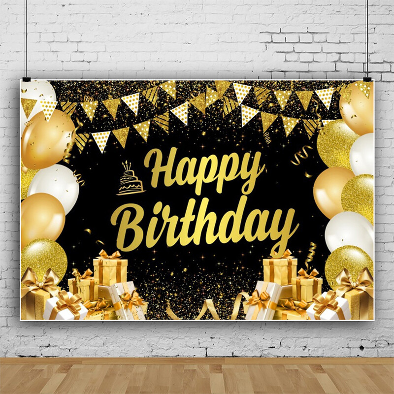 Tarpvalstybinis naujas juodo aukso pakabinamas audinys užsienio prekybos gimtadienio fono audinio dekoravimo reklamjuostės vakarėlio išdėstymas