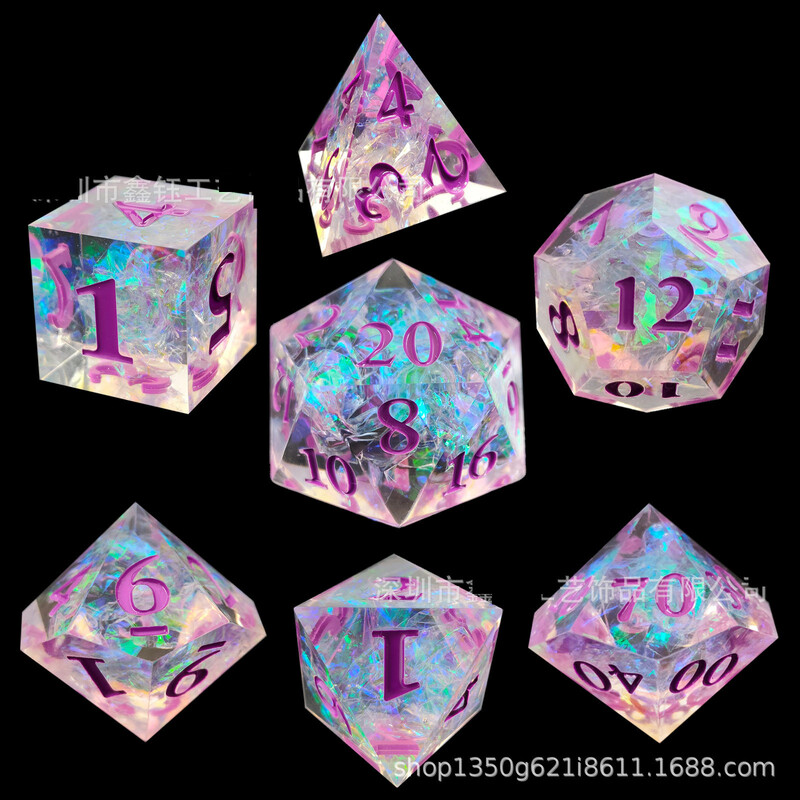 Sveķu kauliņu komplekts Daudzskaldnis DND Dungeons and Dragons lomu spēle RPGD20 kauliņu aksesuāri galda spēle D6