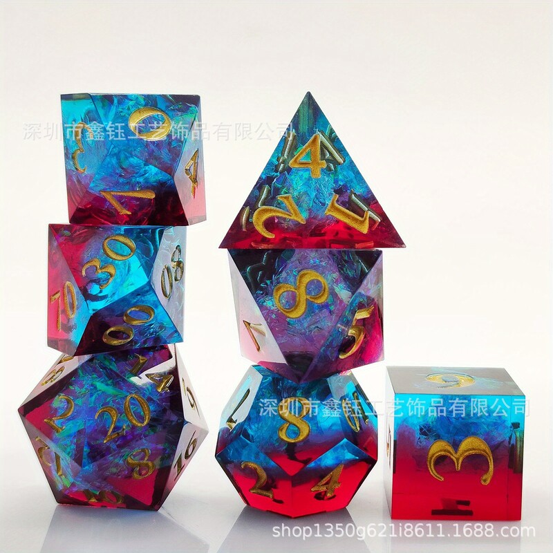 Sveķu kauliņu komplekts Daudzskaldnis DND Dungeons and Dragons lomu spēle RPGD20 kauliņu aksesuāri galda spēle D6