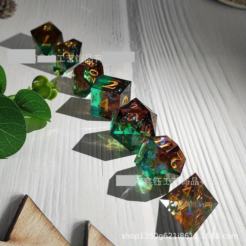 Sveķu kauliņu komplekts Daudzskaldnis DND Dungeons and Dragons lomu spēle RPGD20 kauliņu aksesuāri galda spēle D6