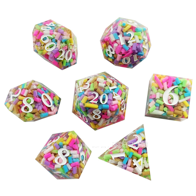 Sveķu kauliņu komplekts Daudzskaldnis DND Dungeons and Dragons lomu spēle RPGD20 kauliņu aksesuāri galda spēle D6