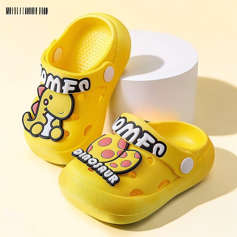 Karikatūras bērnu čības ar mīkstām zolēm, neslīd, bērnu koka tupeles, vasaras puikas un meitenes, mīļas elpojošas sandales